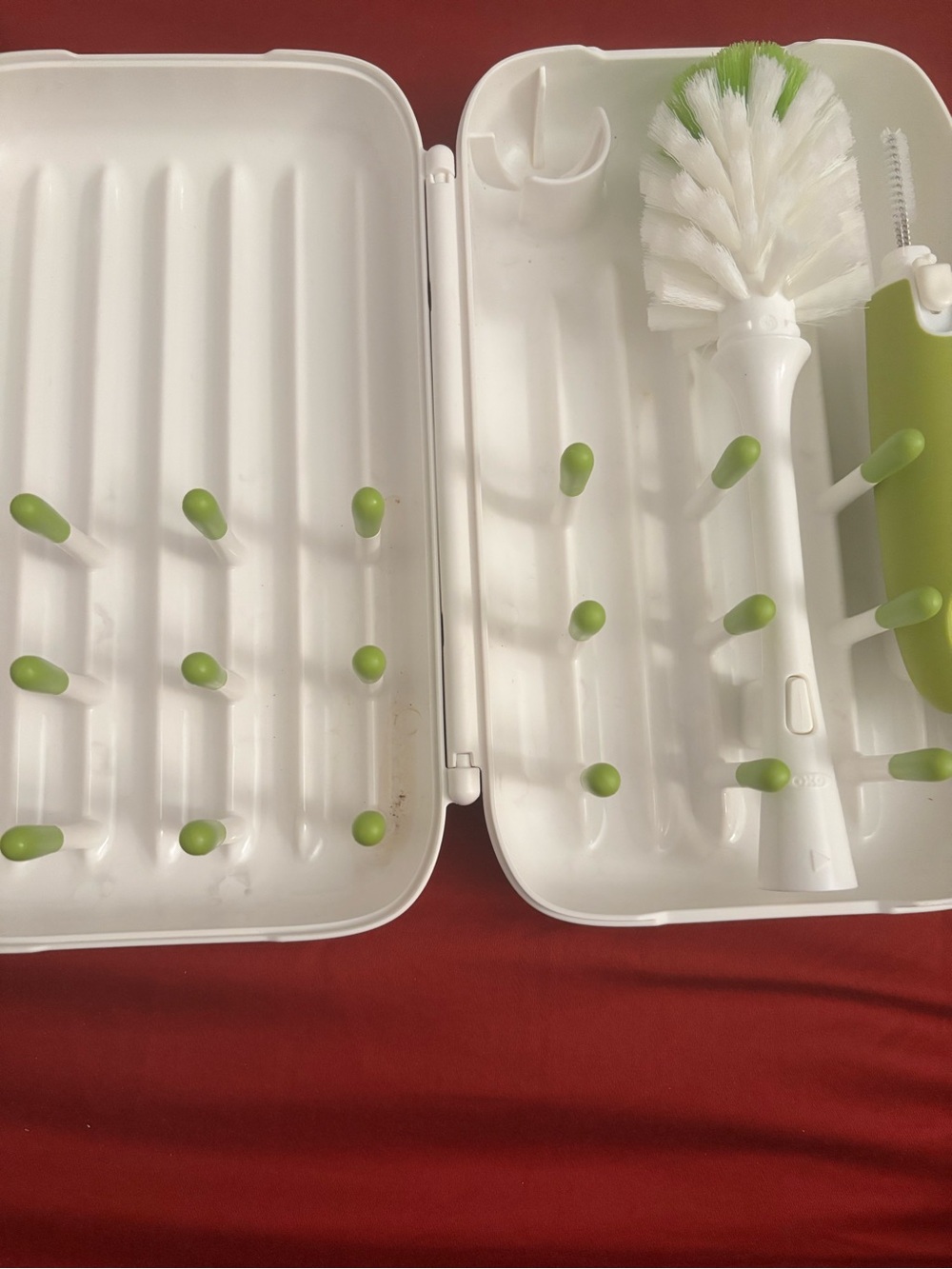 OXO Tot On The Go Drying Rack With Bottle Brush, Green